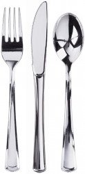 Plastic Cutlery Set - Silver