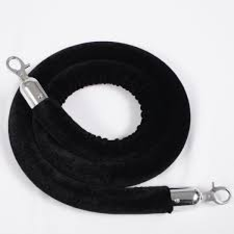 Stanchion - Rope Black Velvet w/ Silver