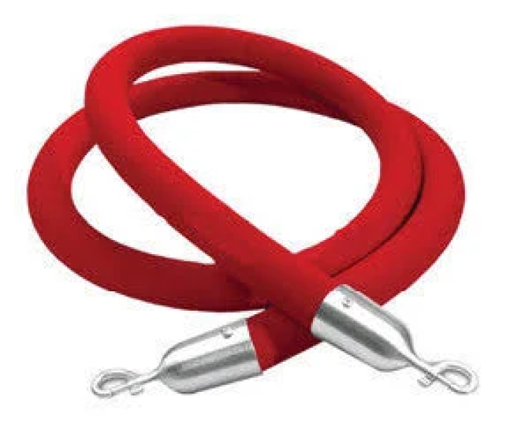 Stanchion - Rope Red Velvet w/Silver